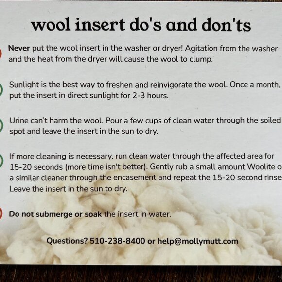 Molly Mutt Wool-filled Crate Pad Insert for 36 inch crate (or dog bed) - Picture 9 of 10